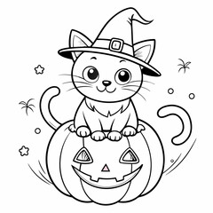 Halloween pumpkin kids vector,line art
