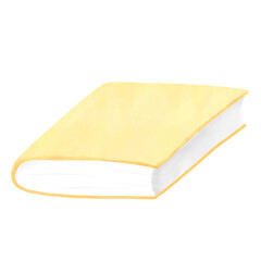 Watercolor yellow book, cute, cartoon, paper