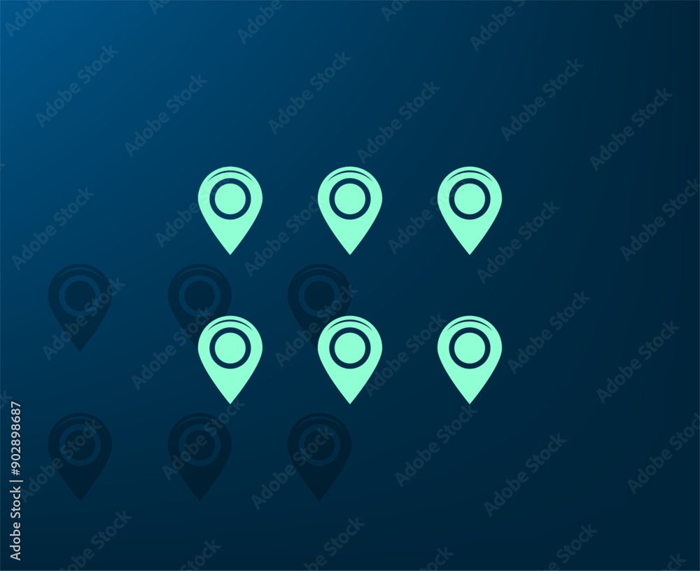 Poster vector illustration with shadow on blue background with gradient