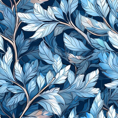 seamless winter flower pattern, floral pattern, blue flower, ice floral