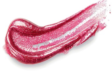 Naklejka premium A swatch of glossy, metallic pink lipstick isolated on white background white background