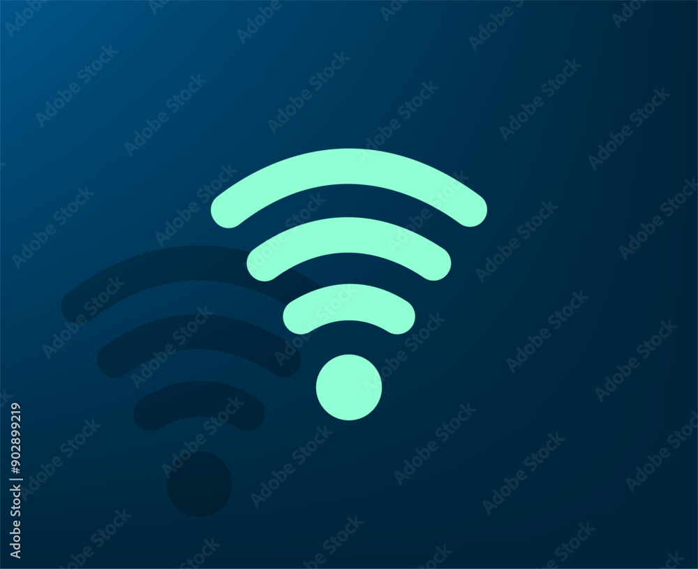 Poster vector illustration with shadow on blue background with gradient