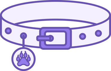 Dog Collar Color Icon. Vector Icon. Collar with Keychain. Dog Walking Accessory. Pet Concept