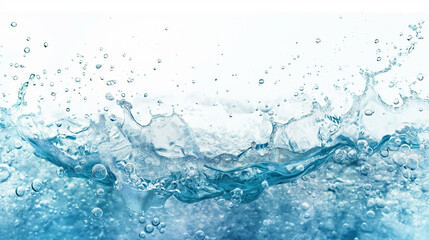 Splashing blue water against a white background.
