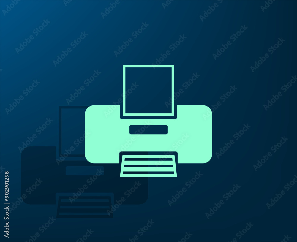 Poster vector illustration with shadow on blue background with gradient