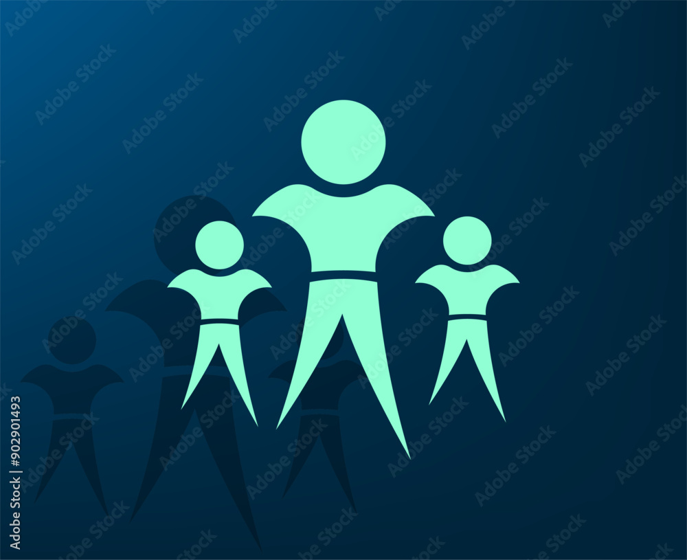 Poster vector illustration with shadow on blue background with gradient