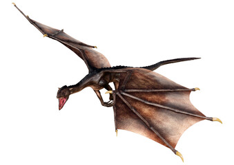 3D Rendering Fairy Tale Dragon on White