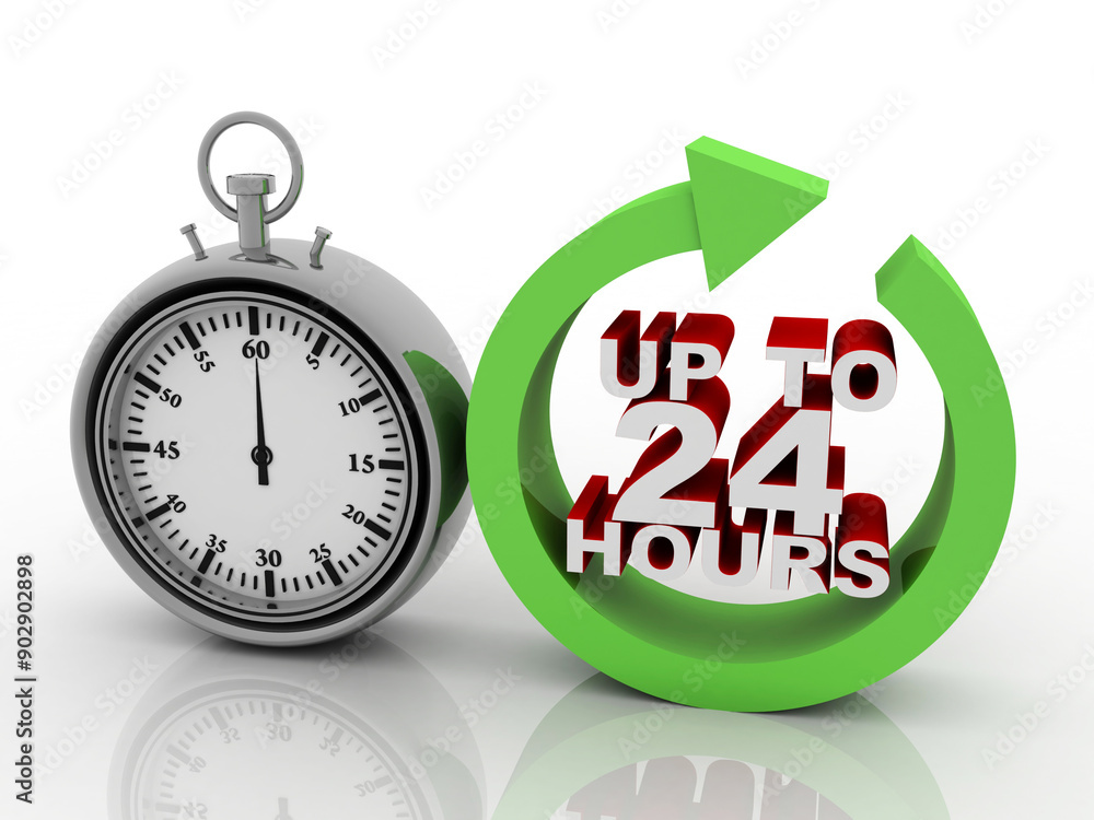 Poster concept: opening hours sign. 3d rendering