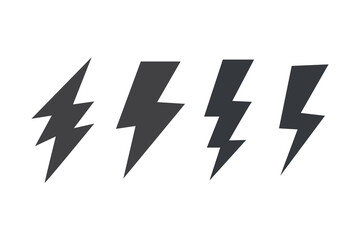 Lightning icon set. Line and glyph flash sign. Outline thunderbolt symbol. electric, power and  energy symbol icon collections vector. 
