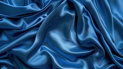 Obraz premium Soft, flowing blue silk fabric background with intricate folds and a glossy sheen, exuding elegance and sophistication
