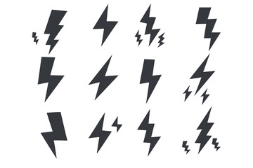 Lightning icon set. thunderbolt icon symbol collections. electric icon. power and energy sign, icon vector.
