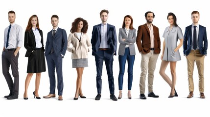 Obraz premium Collection of diverse young business people isolated on transparent white background. Men and women