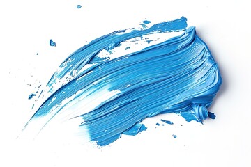 A light blue stroke of paint isolated on a white background, in a top view. white background