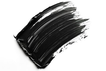 Black ink brush stroke shape of paint swatch on white background