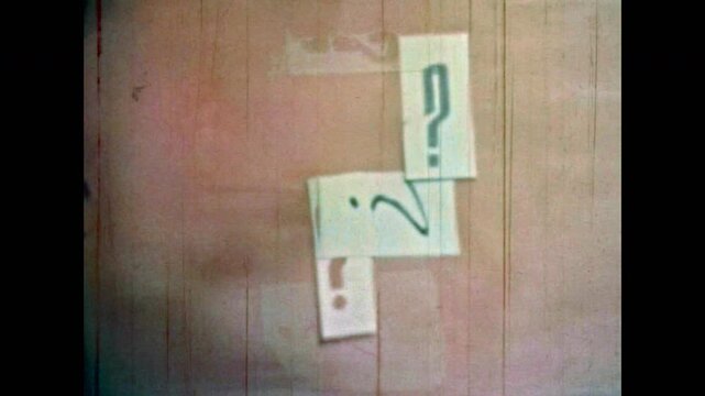 Film archive, papers with question marks, uncertain concept. Question marks move, mix. Unsolvable task, problem symbol. Riddle abstract pattern. Quiz background. Old ask icon. Vintage color retro