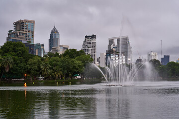 Bangkok skyline from Lumphini Park, Thailand