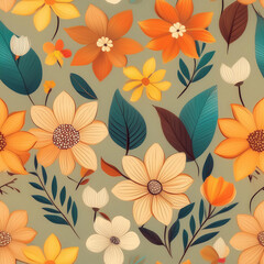 seamless spring flower pattern, spring floral, colorful flower