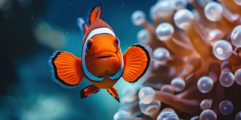 Playful Clownfish Dressing as Tiny Clown in Poster Setting