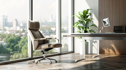 Modern Office Chair with City View.
