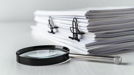 The documents and magnifying glass