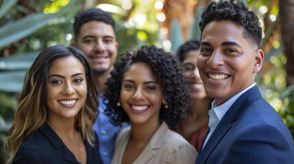 Diverse Group of Smiling Hispanic or Latinx Professionals Outdoors