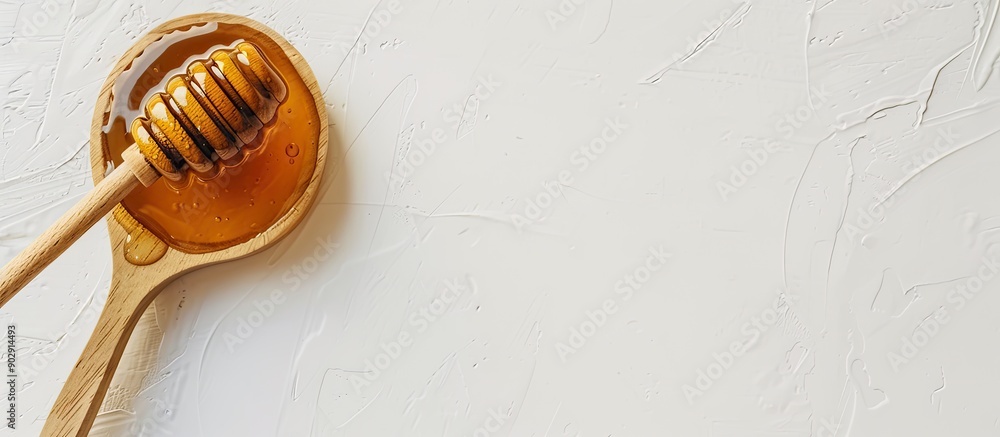 Poster mini frame showcasing fresh honey against a white backdrop serves as a winter health booster with a 