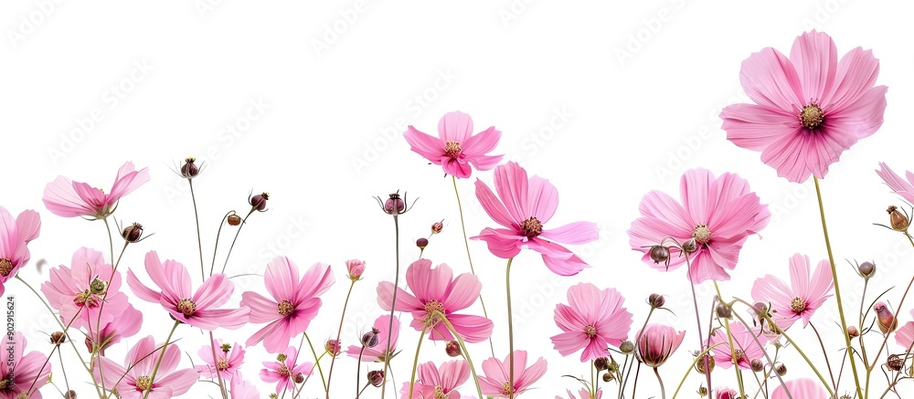 Poster Pink flowers creating a visually appealing display against a blank white copy space image