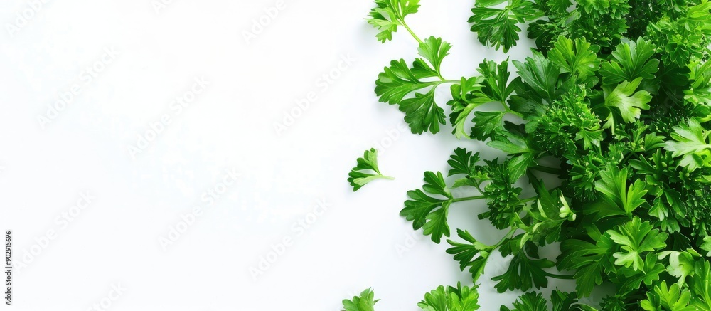 Aufkleber Parsley creatively displayed in a design on a white background with copy space image available