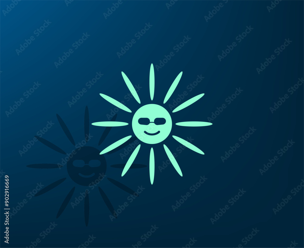 Poster vector illustration with shadow on blue background with gradient
