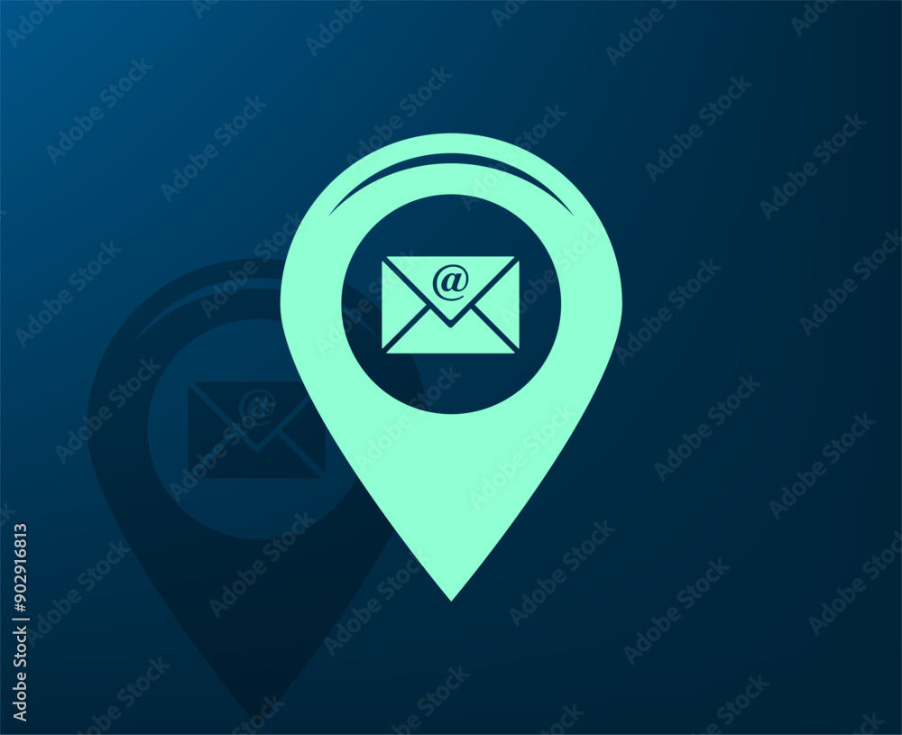 Poster vector illustration with shadow on blue background with gradient