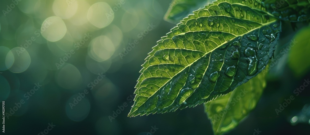 Aufkleber macro shot of a leaf with a blurred background ideal for copy space image