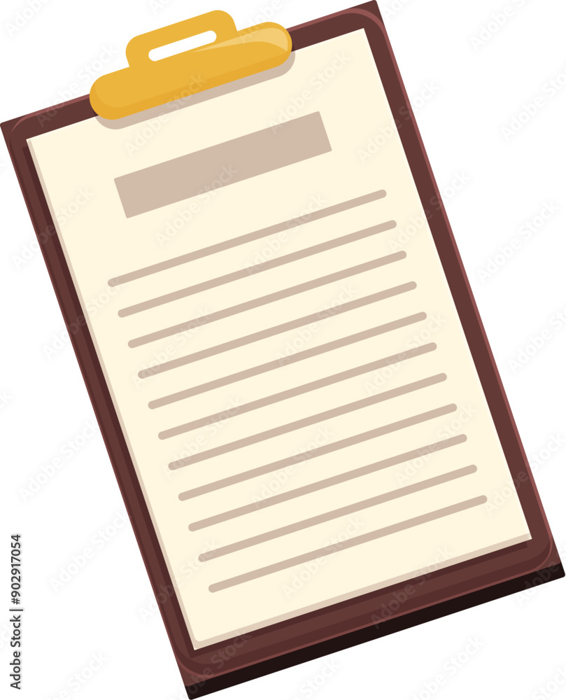 Poster clipboard with blank paper is waiting to be used for taking notes, writing down ideas, or making lis