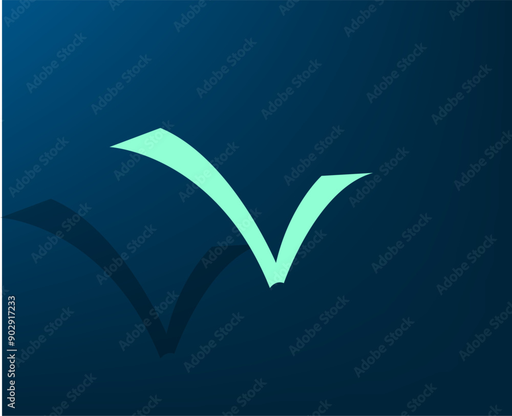 Poster vector illustration with shadow on blue background with gradient