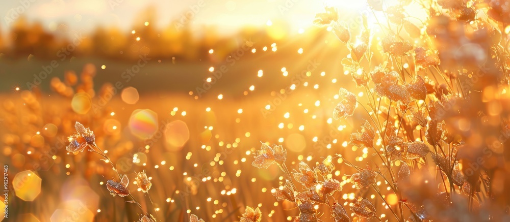 Leinwandbilder glistening onamomi against a backdrop of autumn fields in the setting sun with space for text or ima