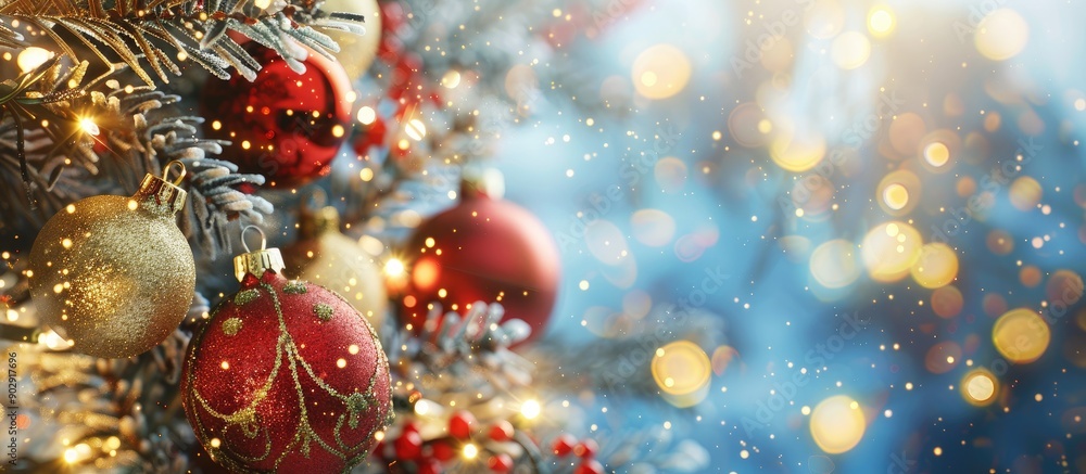 Poster festive christmas decor displayed against an abstract backdrop with space for text or images. creati