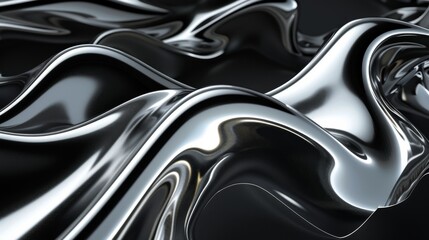 3d silver liquid forms on a black background