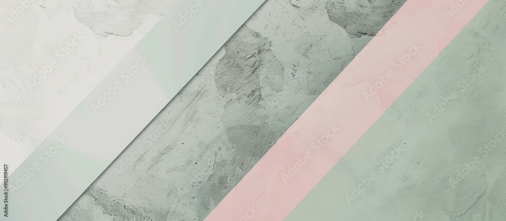 Aufkleber Minimal geometric shapes and lines in pastel pink gray and green colors creating an abstract textured background with copy space image