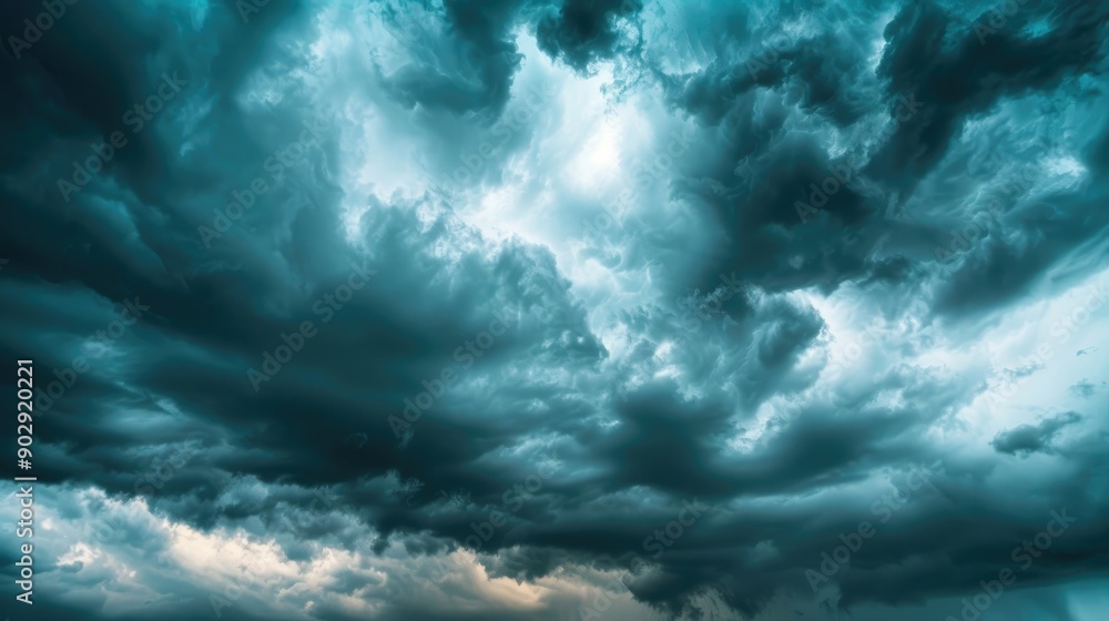 Wall mural dramatic sky with dark grey storm clouds