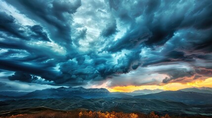 Naklejka premium Dramatic Storm Clouds Over Mountains