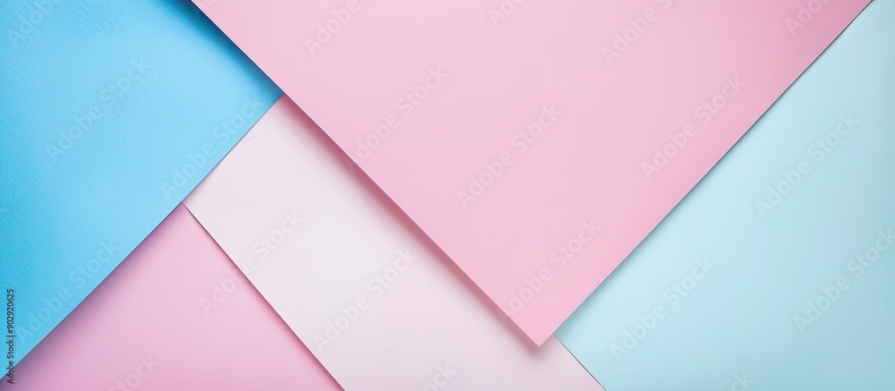 Leinwandbilder Geometric pastel colored web banner featuring pink blue and white paper with a visually appealing design ideal for showcasing content with copy space image