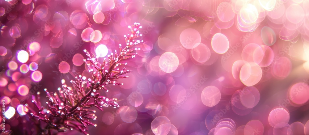 Poster Sparkling pink bokeh creates a magical backdrop for festive occasions with defocused elements and ample copy space image