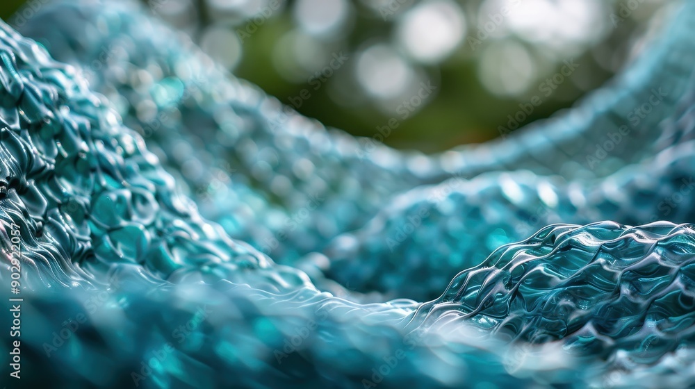 Poster a mesmerizing photograph that captures the wave-like turquoise glass pattern, enhanced by a beautifu