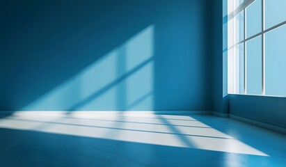 Obraz premium Blue gradient background, empty room studio for product display presentation and design with light shadow effect.