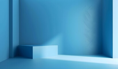 Obraz premium Blue gradient background, empty room studio for product display presentation and design with light shadow effect.