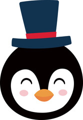 Cute Christmas penguin head vector.
Isolated flat style christmas penguin face svg.