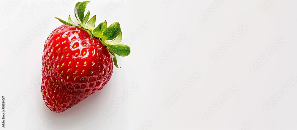 Poster Copy space image featuring a ripe strawberry against a white backdrop with a clipping path for easy extraction