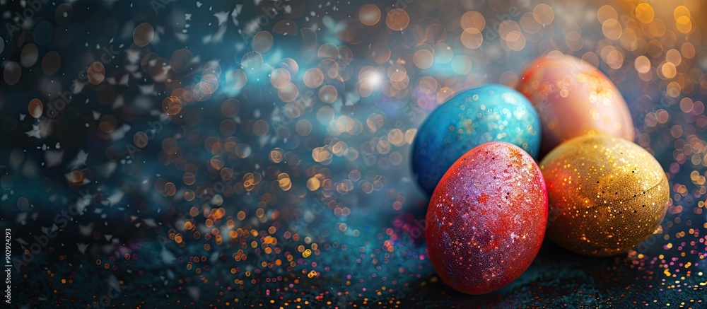Leinwandbilder easter eggs are adorned with gleaming glitter creating a decorative and sparkling aspect in an image