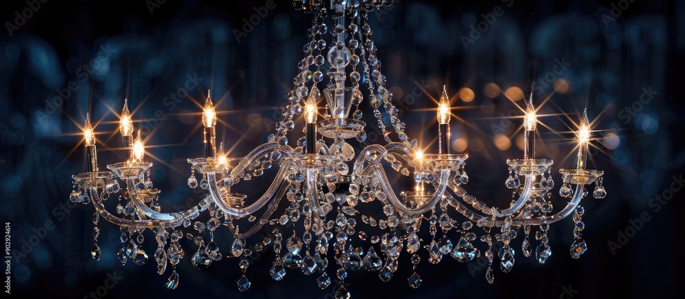 Poster luxurious diamond crystal chandelier with an elegant design suitable for exclusive interiors with a 