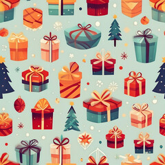 simple seamless Gift pattern, 2d, cute, flat, illustration, Christmas, minimalism, Christmas Gift