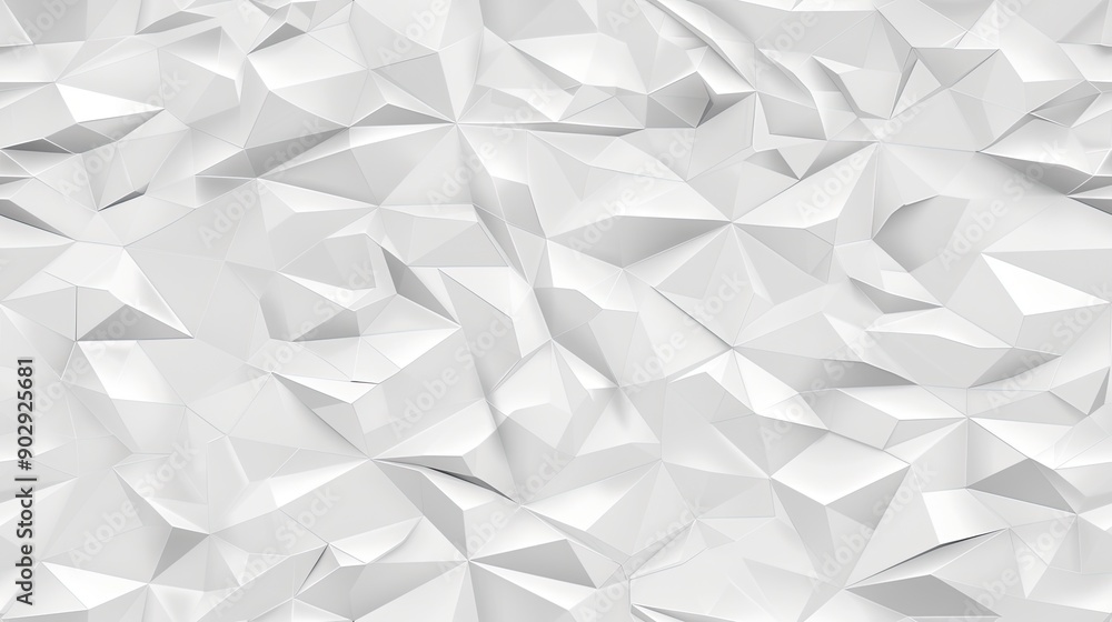 Poster the artwork features an arrangement of white geometric shapes creating depth and patterns against a 